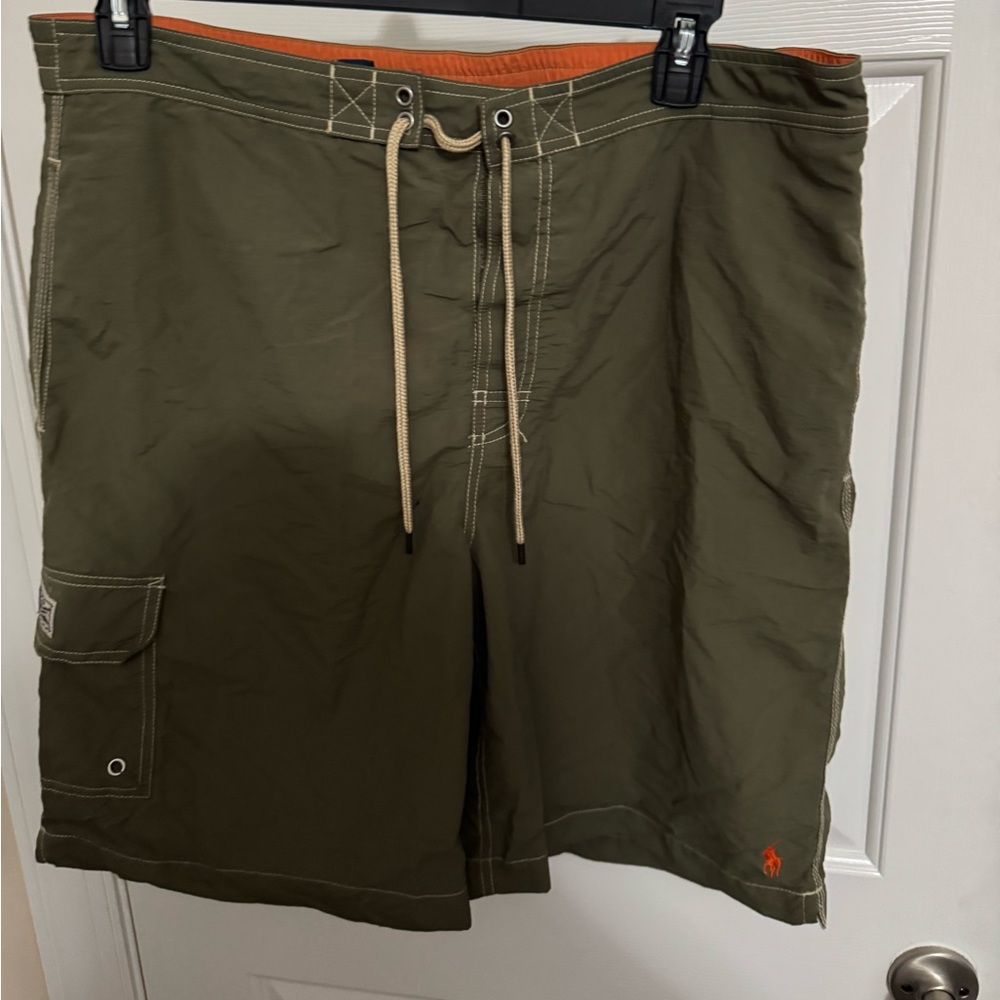 Ralph Lauren Polo Orange horse Olive and Orange Swim Trunks size XL